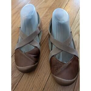 Keen Womens Brown Leather Mary Jane Flats Strappy Comfort Shoes Size 7.5